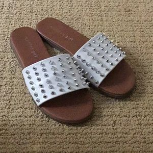 White studded sandals